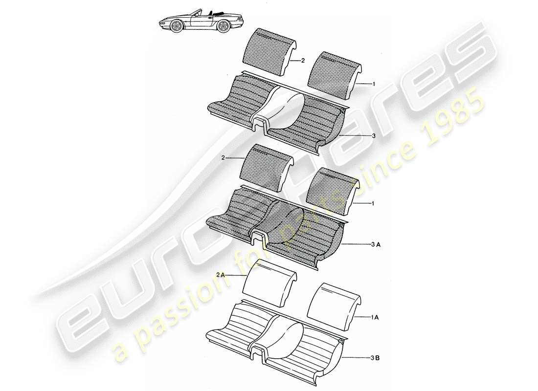 Porsche Seat 944/968/911/928 (1994) ASIENTO DE EMERGENCIA - COMPLETO - D - MJ 1992>> - MJ 1993 Diagrama de piezas
