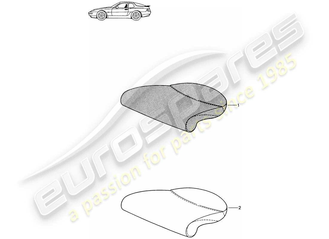 Porsche Seat 944/968/911/928 (1994) COJÍN DEL ASIENTO TRASERO - D - MJ 1994>> - MJ 1995 Diagrama de piezas