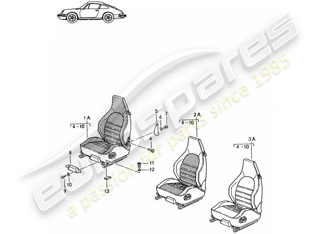 Porsche Seat 944/968/911/928 (1994) ASIENTO DEPORTIVO - COMPLETO - D - MJ 1985>> - MJ 1986 Diagrama de piezas