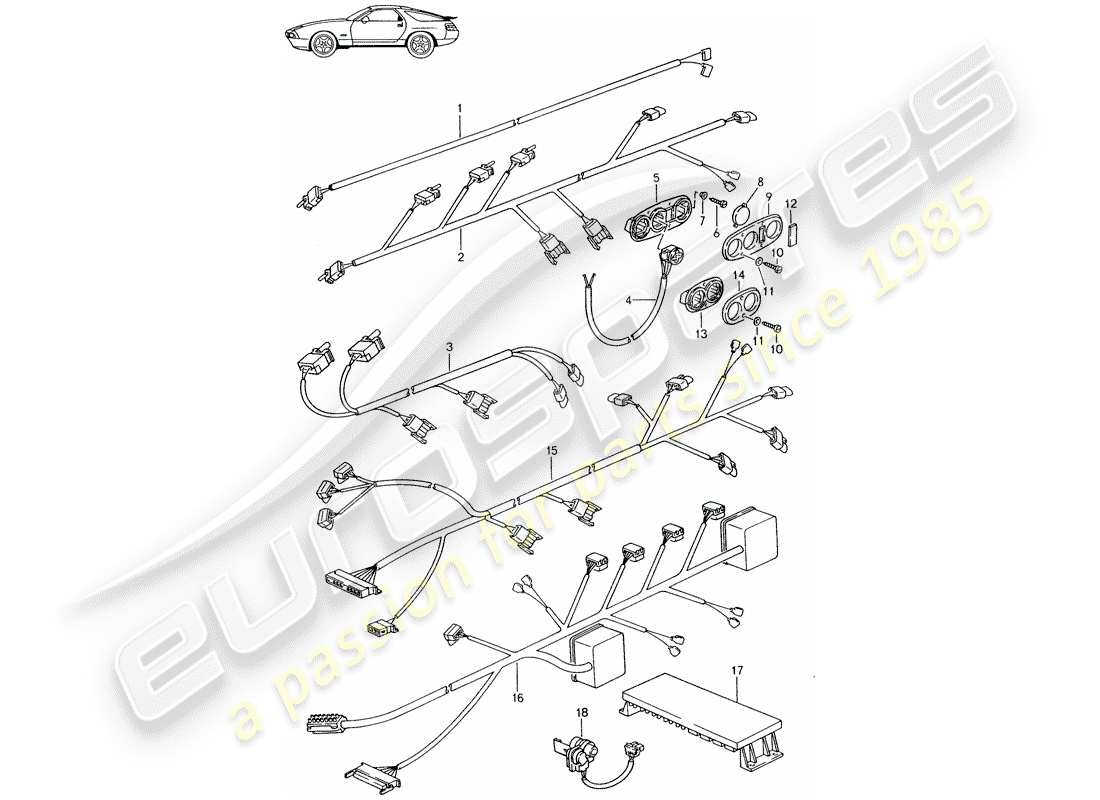 Porsche Seat 944/968/911/928 (1994) ARNESES DE CABLEADO - INTERRUPTOR - ASIENTO - D - MJ 1987>> Diagrama de piezas