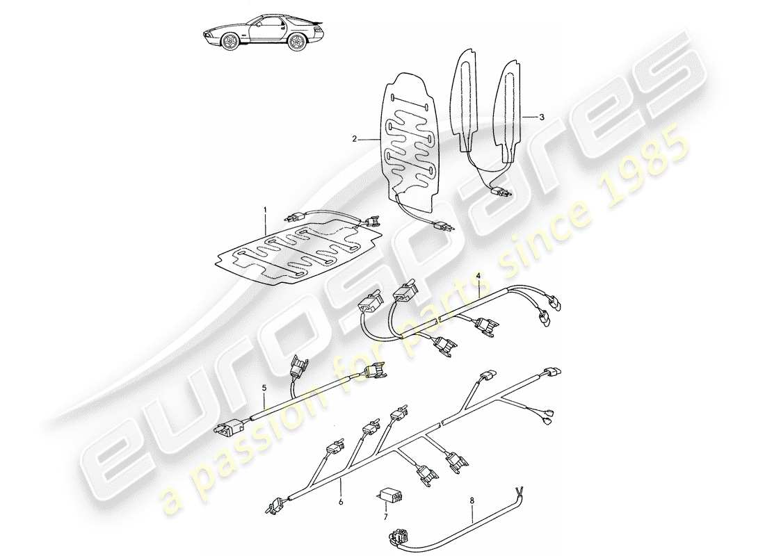 Porsche Seat 944/968/911/928 (1994) SITZHEIZUNG - ARNESES DE CABLEADO - INTERRUPTOR - D - MJ 1987>> Diagrama de piezas
