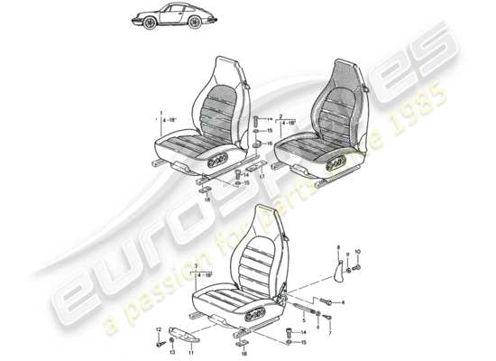 a part diagram from the Porsche Seat 944/968/911/928 (1995) parts catalogue