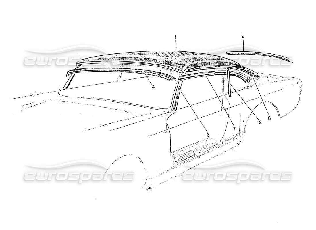 Ferrari 330 GT 2+2 (Coachwork) Panel de techo y molduras (edición 2) Diagrama de piezas