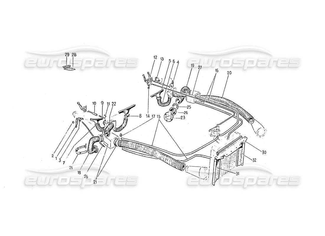 Ferrari 330 GT 2+2 (Coachwork) Matriz y tubos de calefacción interior (edición 2) Diagrama de piezas