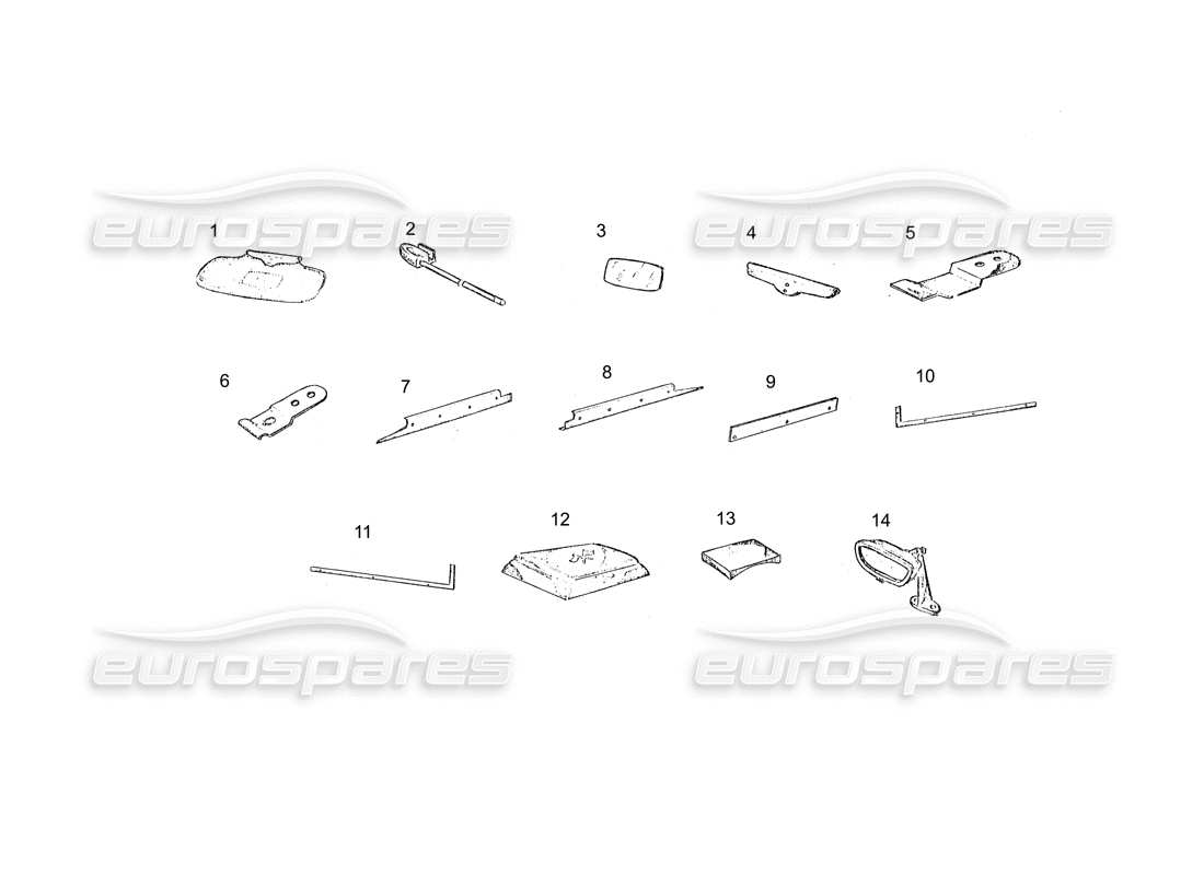 Ferrari 250 GT (Trabajo de entrenamiento) Guarniciones (continuación) Diagrama de piezas