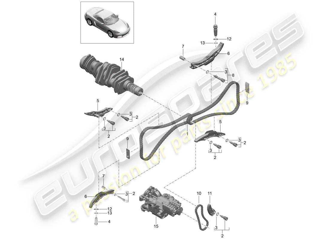 Porsche 718 Boxster (2020) CADENA DE DISTRIBUCIÓN Diagrama de piezas