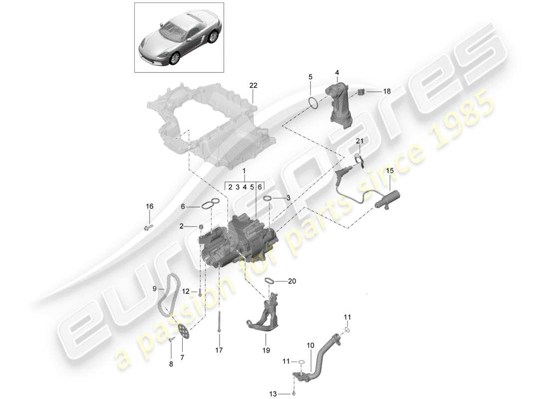 Porsche 718 Boxster (2020) Diagrama de piezas del MOTOR (PRENSA DE ACEITE/LUBRICACIÓN)