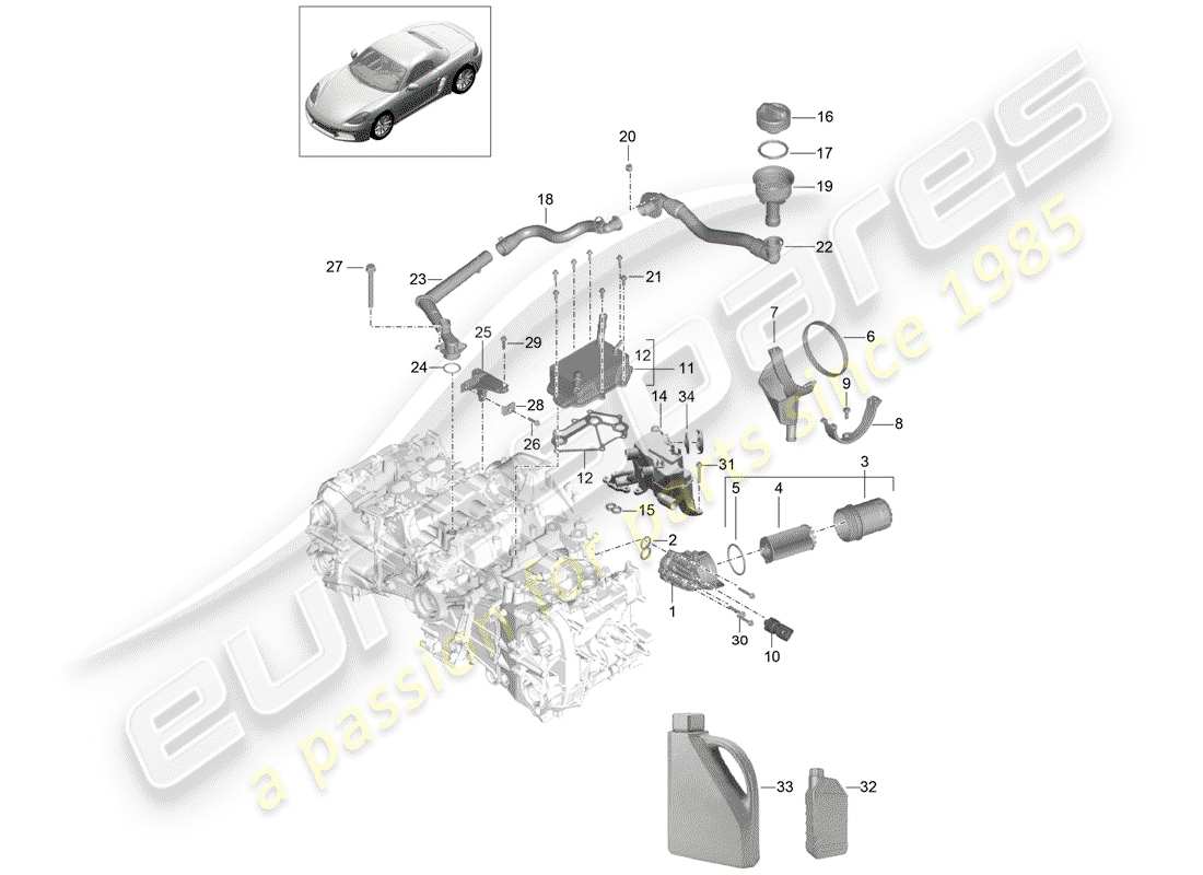 Porsche 718 Boxster (2020) Diagrama de piezas del MOTOR (PRENSA DE ACEITE/LUBRICACIÓN)