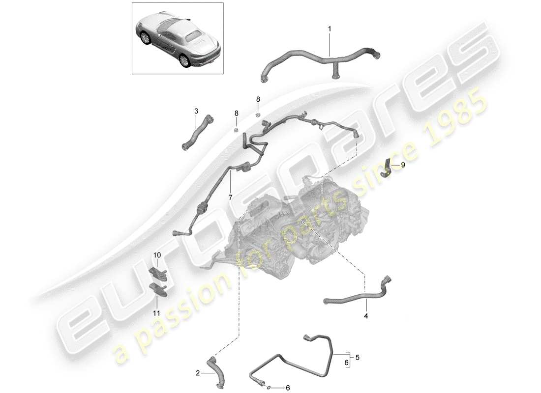 Porsche 718 Boxster (2020) CRANKCASE Diagrama de piezas