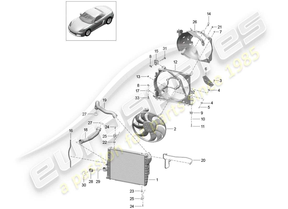 Porsche 718 Boxster (2020) water cooling Diagrama de piezas
