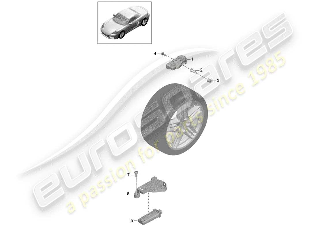 Porsche 718 Boxster (2020) sistema de control de presión de neumáticos Diagrama de piezas