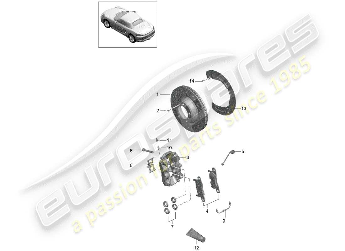 Porsche 718 Boxster (2020) frenos de disco Diagrama de piezas
