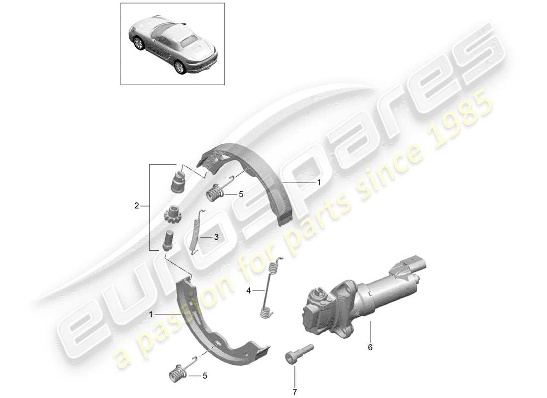 Porsche 718 Boxster (2020) PARKING BRAKE Diagrama de piezas