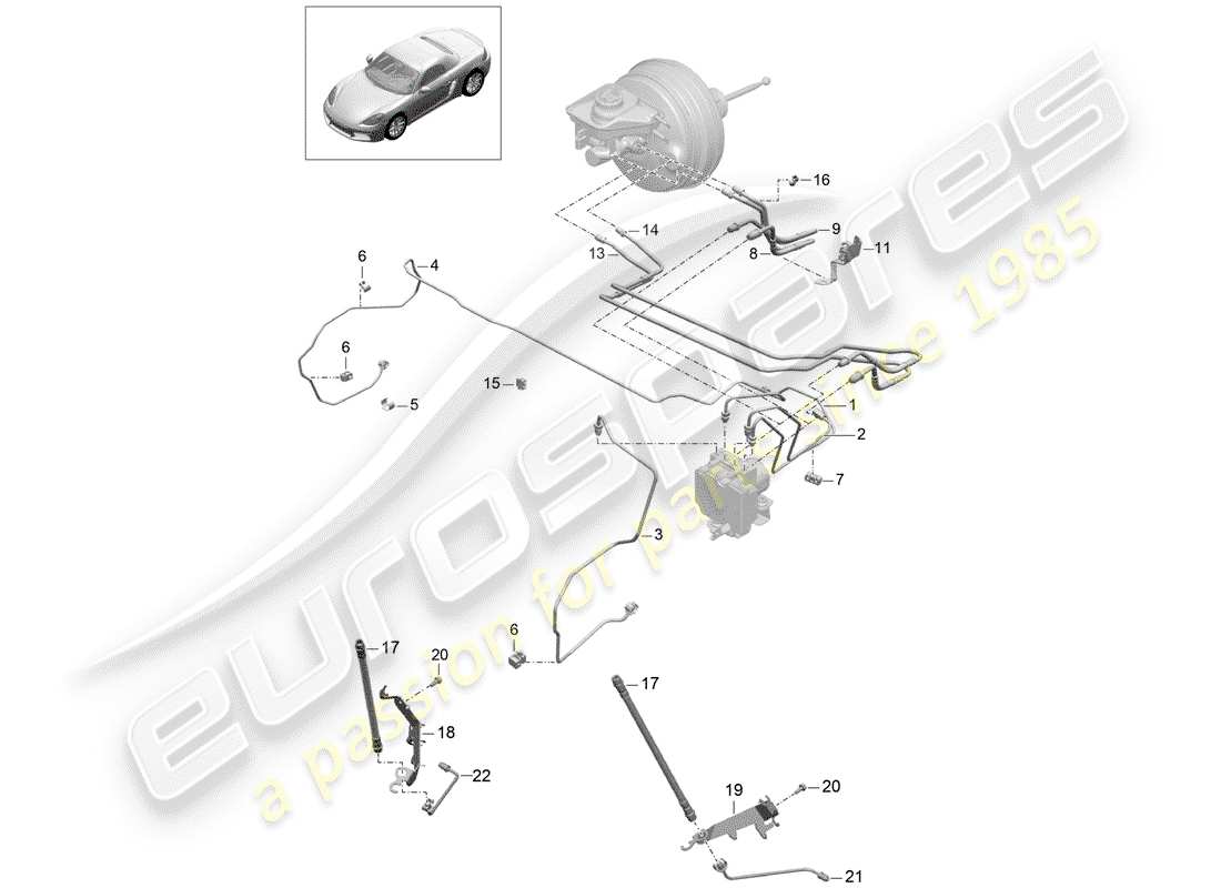 Porsche 718 Boxster (2020) LÍNEA DE FRENO Diagrama de piezas