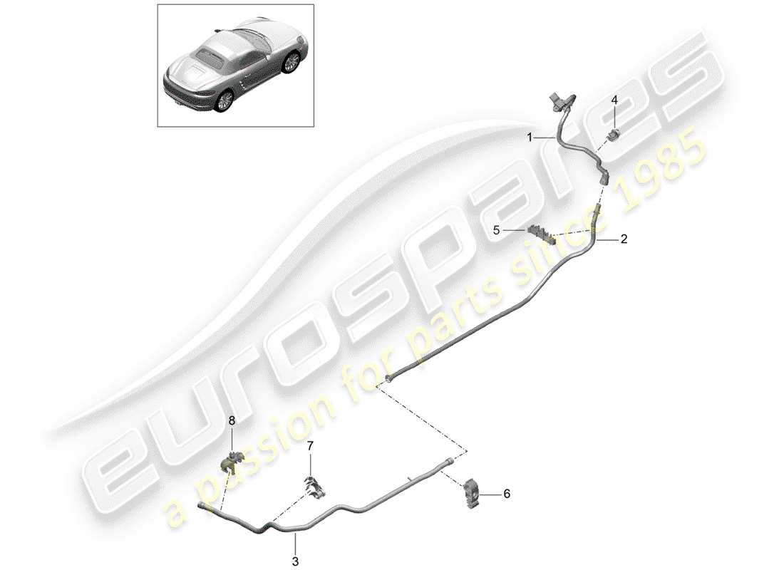 Porsche 718 Boxster (2020) línea de vacío Diagrama de piezas