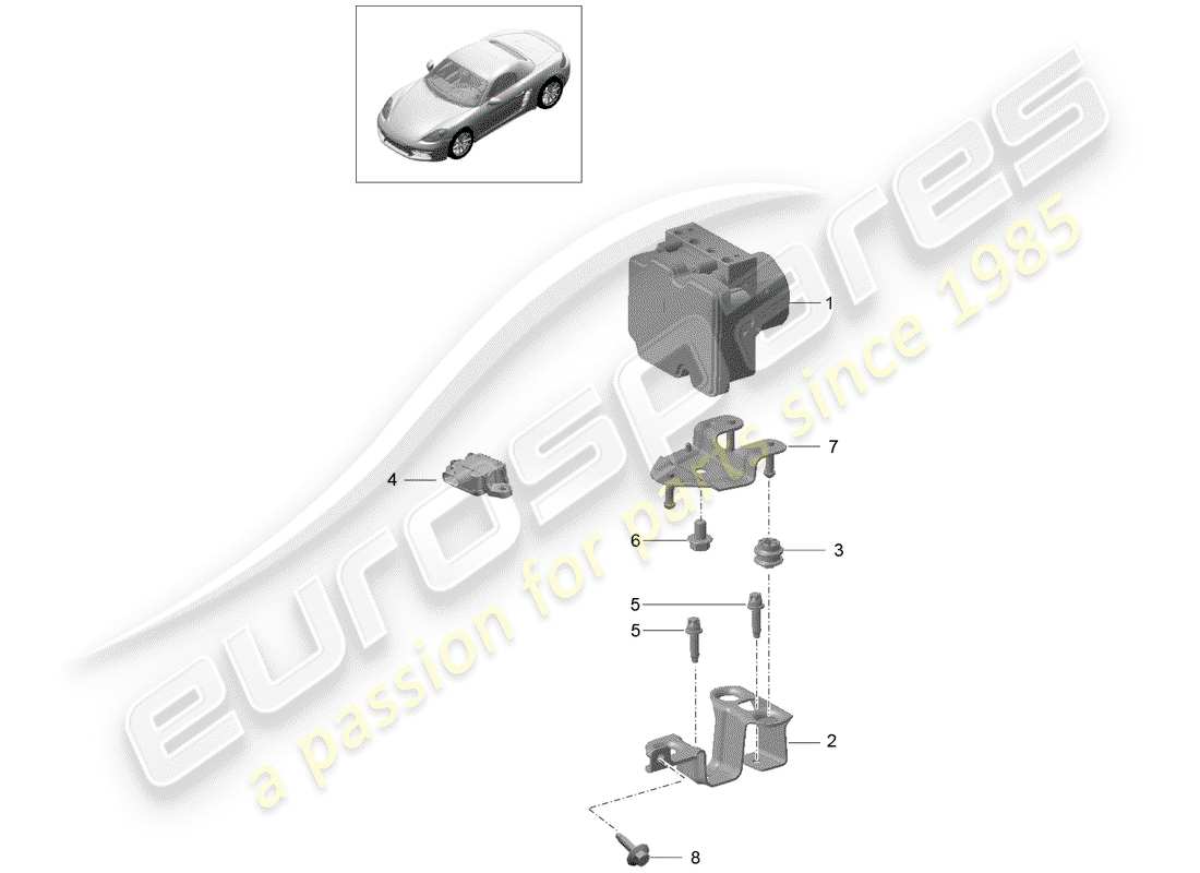 Porsche 718 Boxster (2020) unidad hidraulica Diagrama de piezas