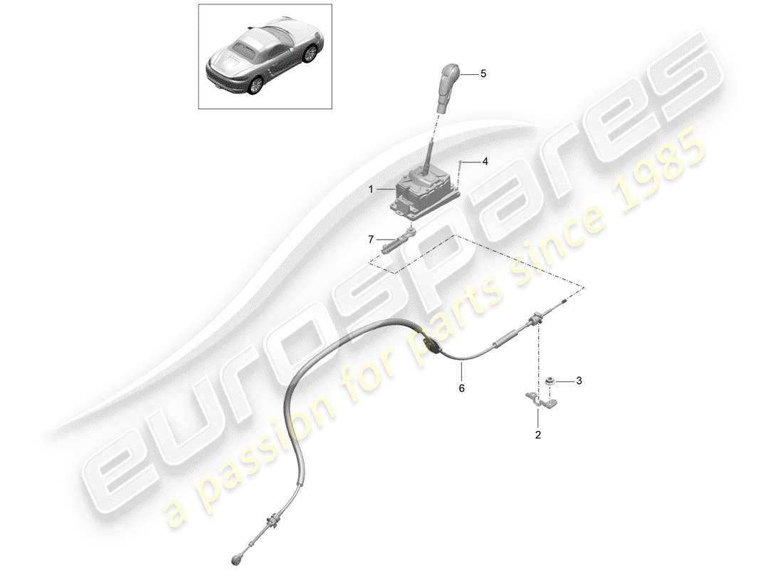 Porsche 718 Boxster (2020) palanca selectora Diagrama de piezas