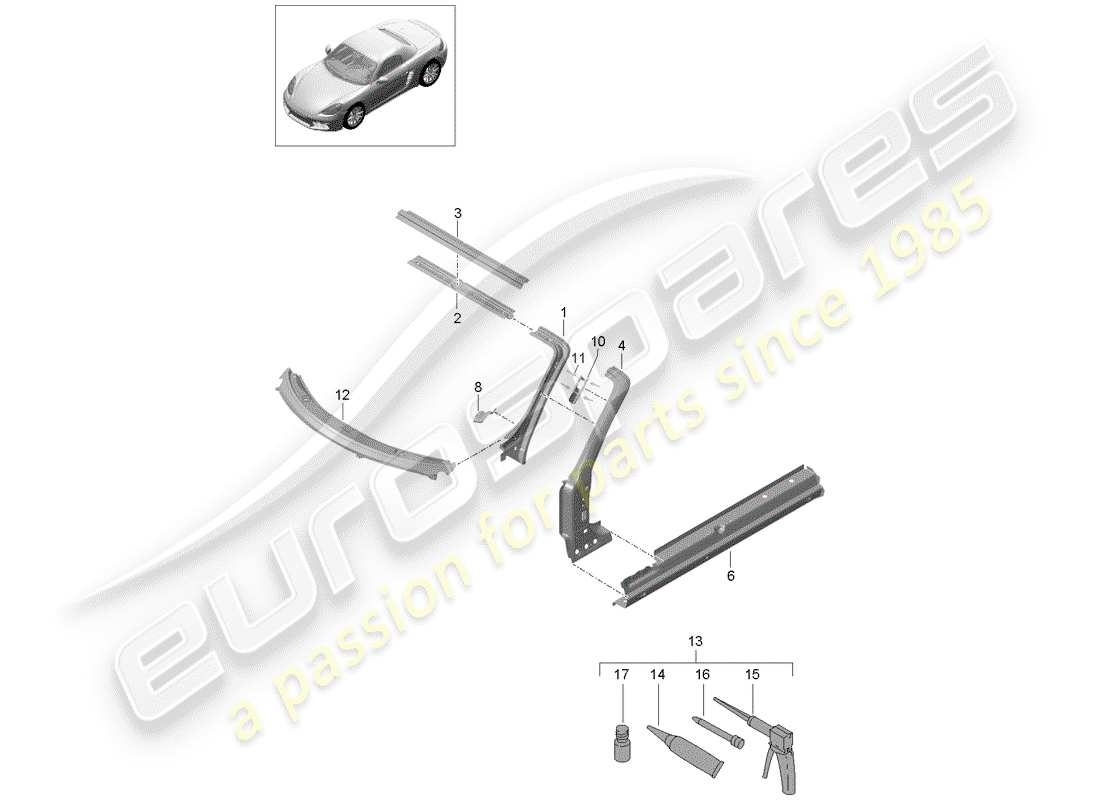 Porsche 718 Boxster (2020) CAPUCHA Diagrama de piezas