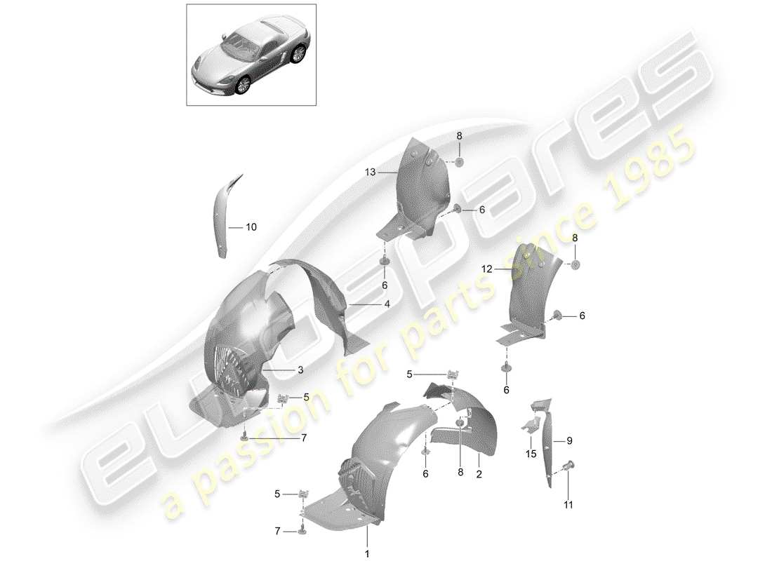 Porsche 718 Boxster (2020) adornos Diagrama de piezas