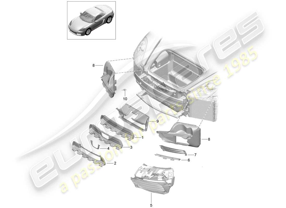 Porsche 718 Boxster (2020) ducto de aire Diagrama de piezas