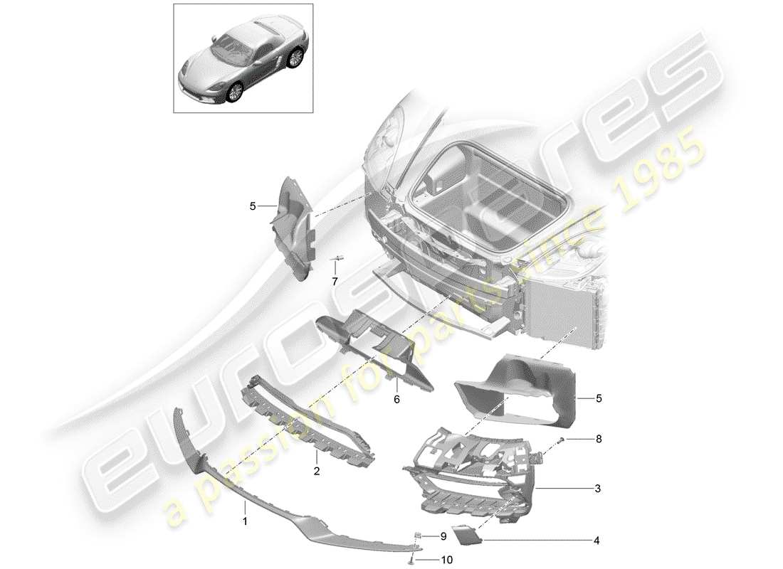 Porsche 718 Boxster (2020) ducto de aire Diagrama de piezas