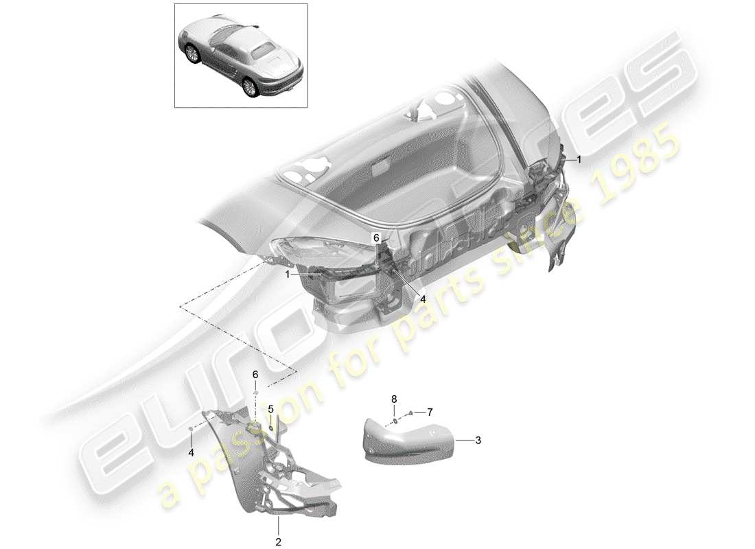Porsche 718 Boxster (2020) FASTENERS Diagrama de piezas