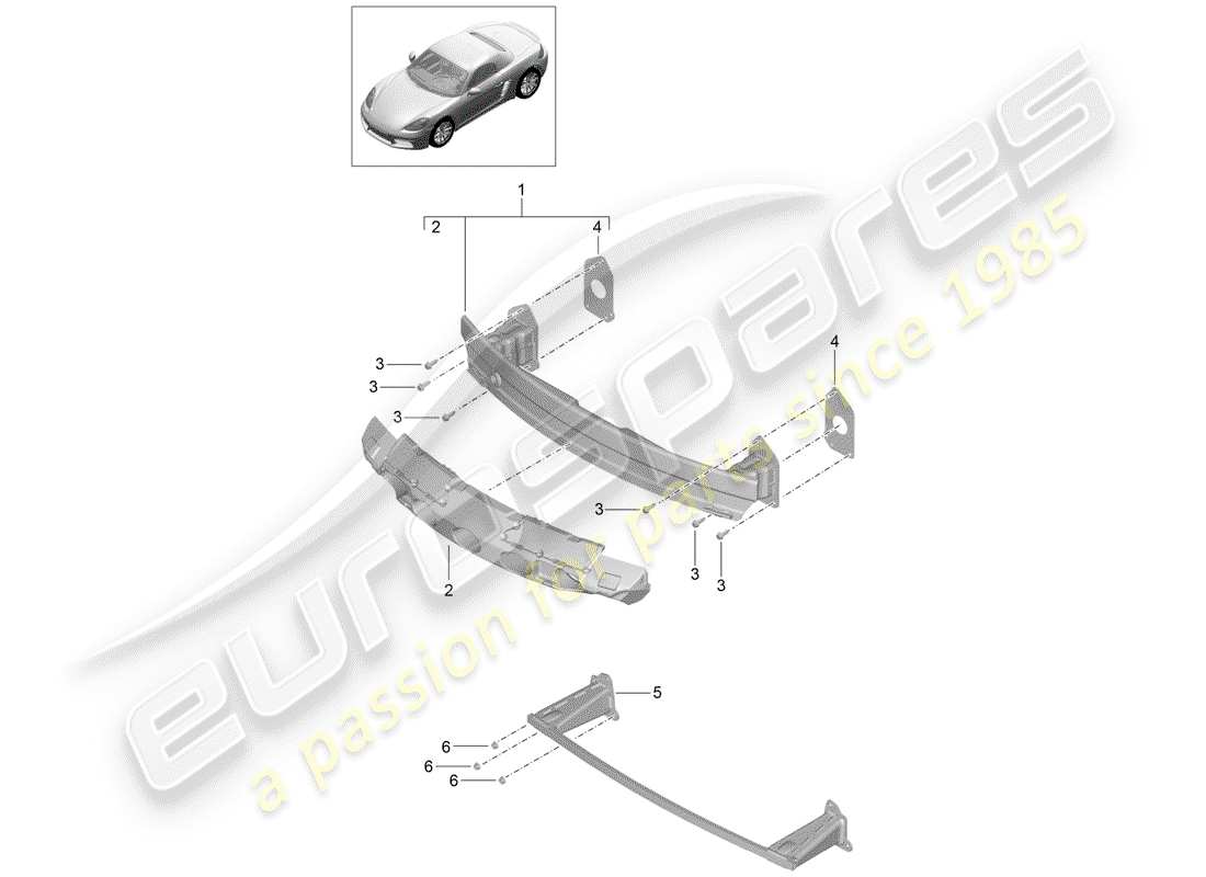 Porsche 718 Boxster (2020) SOPORTE DE PARACHOQUES Diagrama de piezas