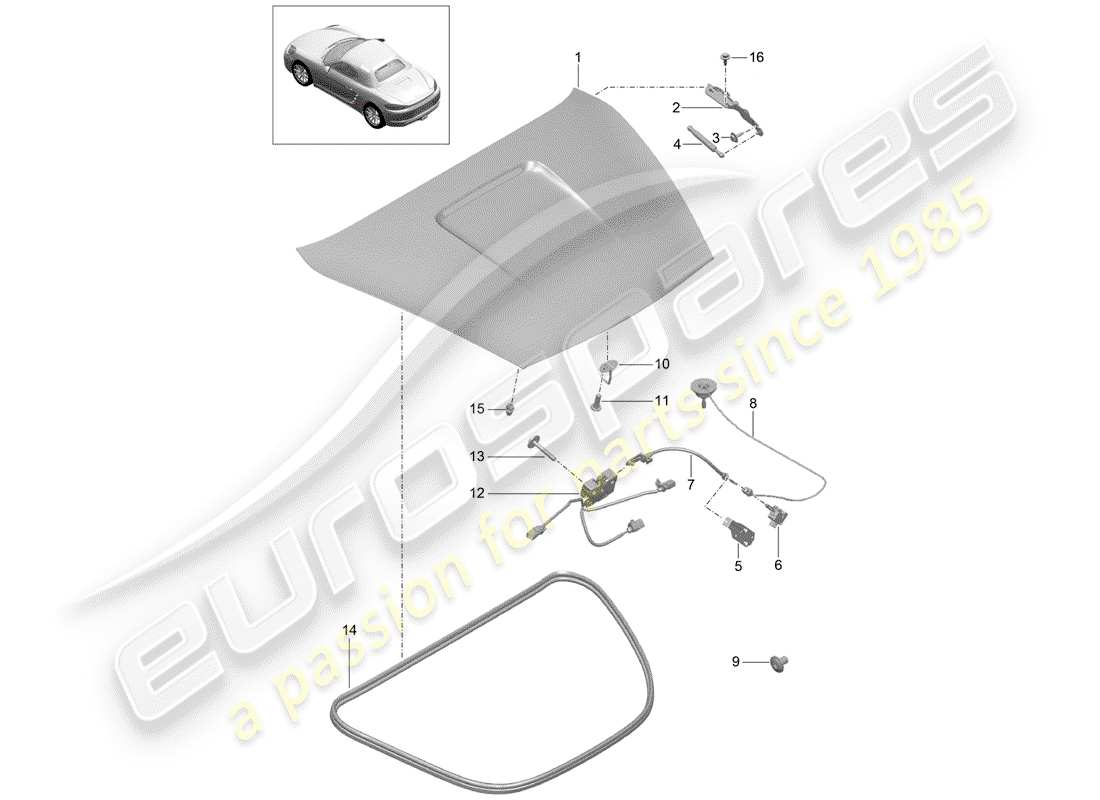 Porsche 718 Boxster (2020) CUBRIR Diagrama de piezas