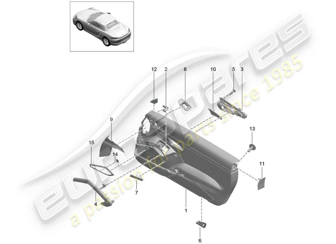 Porsche 718 Boxster (2020) PANEL DE LA PUERTA Diagrama de piezas