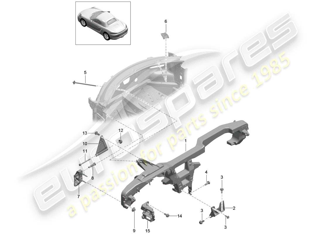 Porsche 718 Boxster (2020) marco de retención Diagrama de piezas