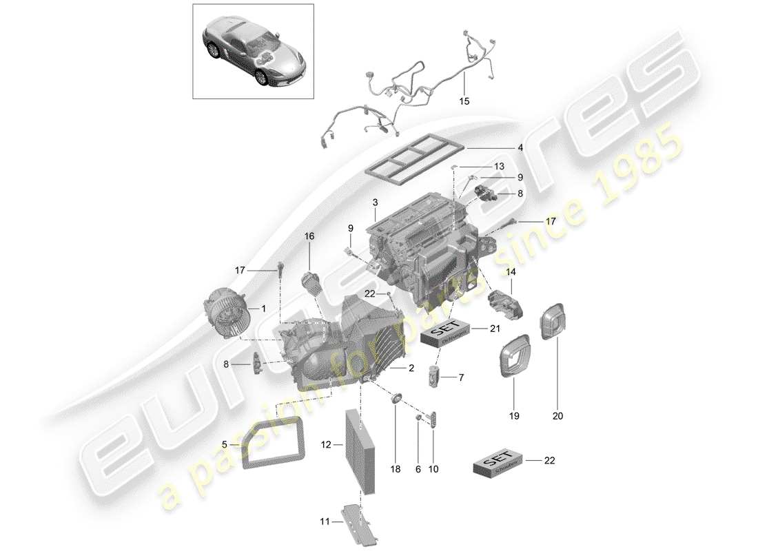 Porsche 718 Boxster (2020) aire acondicionado Diagrama de piezas