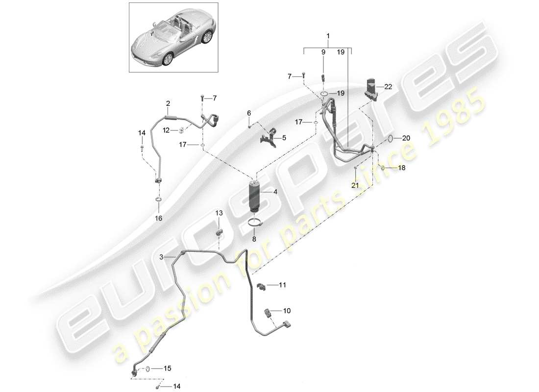 Porsche 718 Boxster (2020) CIRCUITO REFRIGERANTE Diagrama de piezas