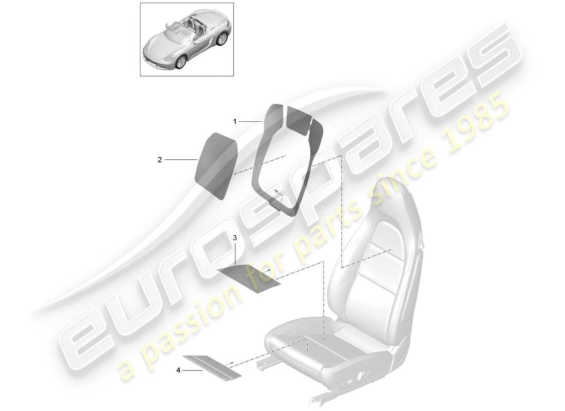 Porsche 718 Boxster (2020) elemento calentador Diagrama de piezas