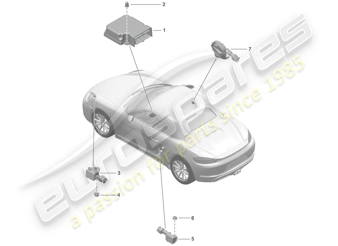 Porsche 718 Boxster (2020) módulo de control electrónico Diagrama de piezas