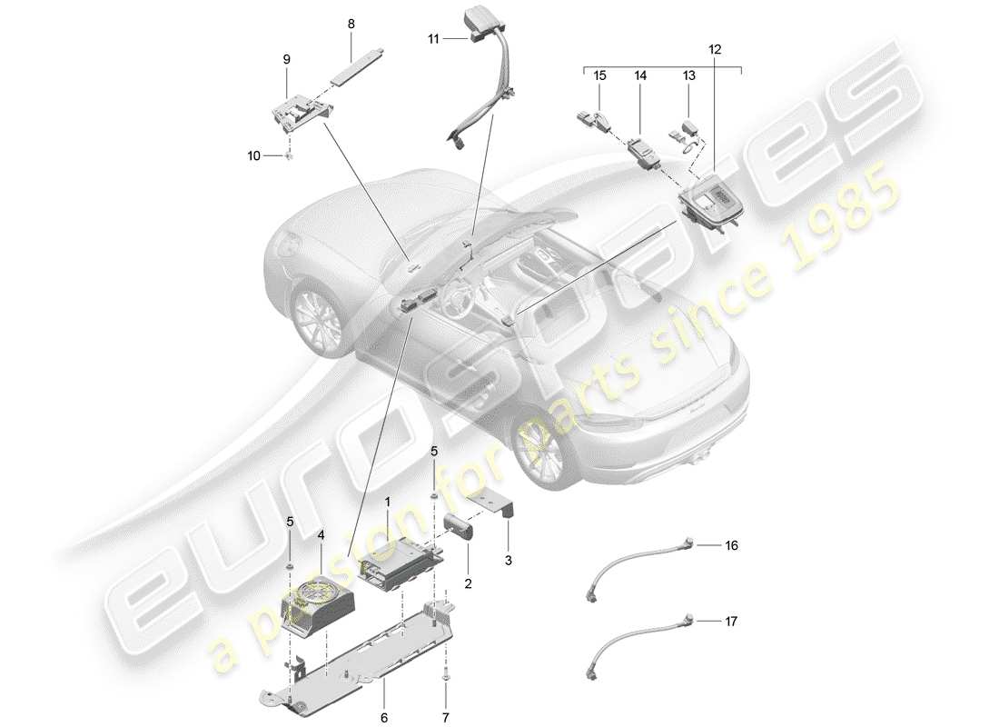Porsche 718 Boxster (2020) para vehículos con teléfono Diagrama de piezas