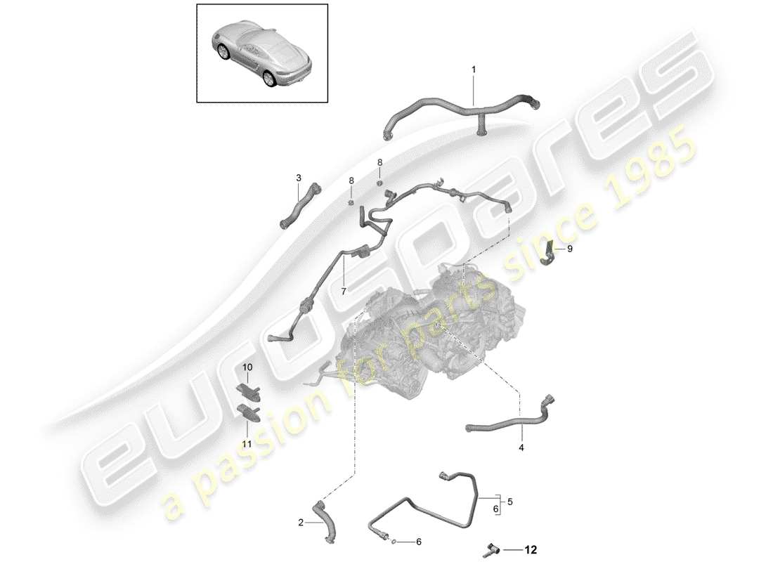 Porsche 718 Cayman (2018) CRANKCASE Diagrama de piezas