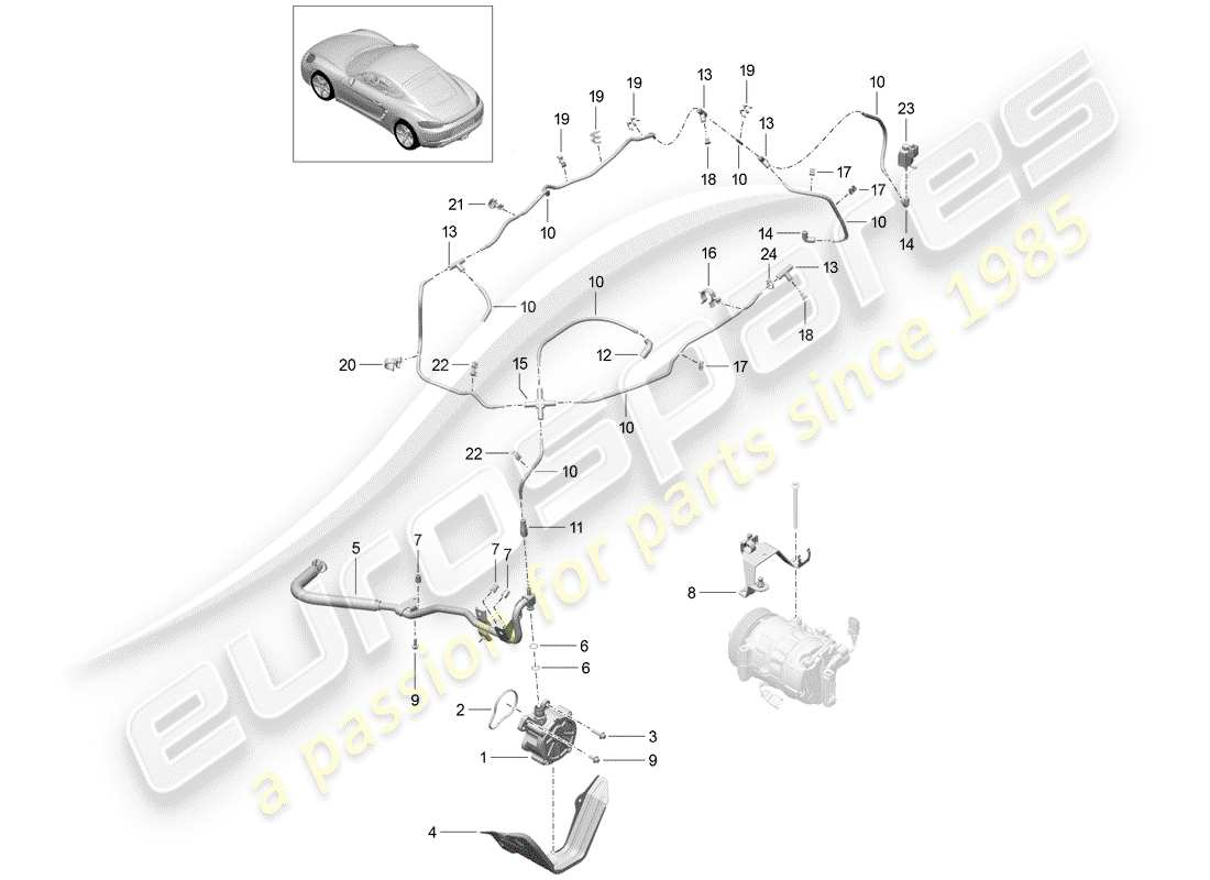 Porsche 718 Cayman (2018) SISTEMA DE VACÍO Diagrama de piezas