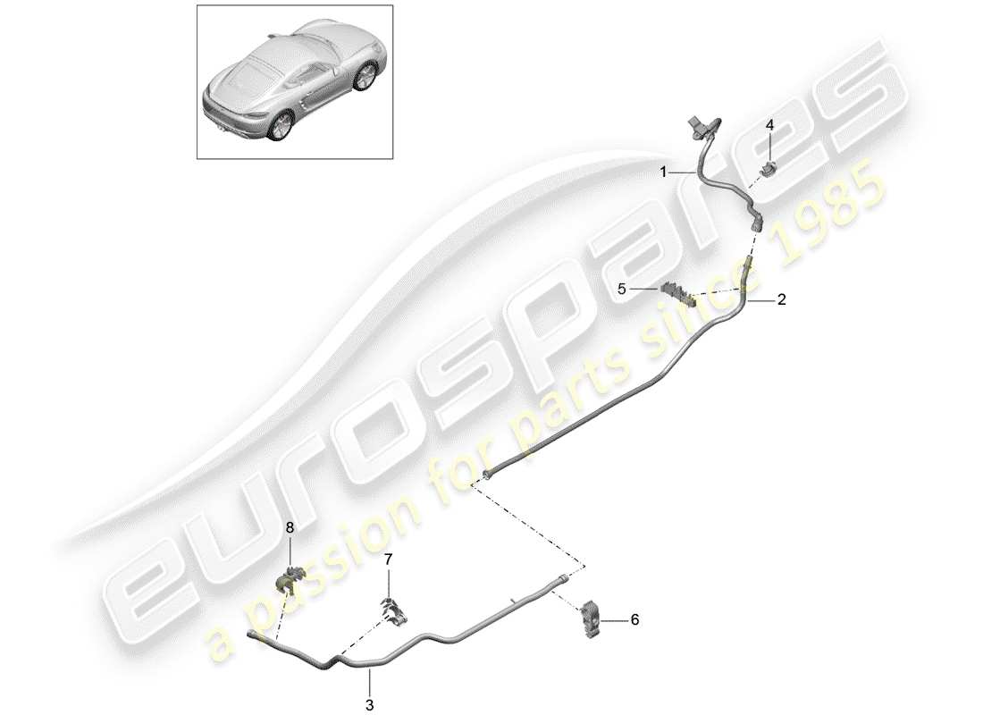 Porsche 718 Cayman (2018) línea de vacío Diagrama de piezas