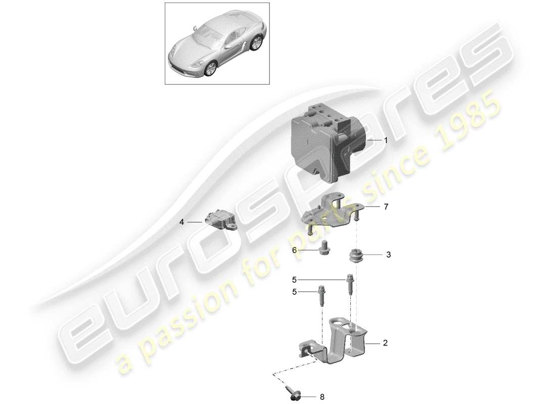 Porsche 718 Cayman (2018) unidad hidraulica Diagrama de piezas