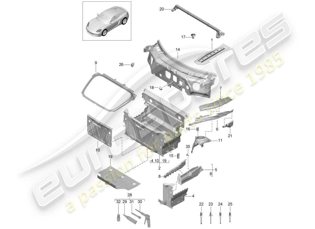 Porsche 718 Cayman (2018) Interfaz Diagrama de piezas