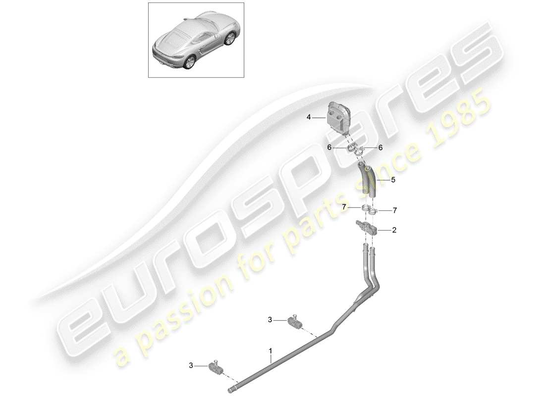 Porsche 718 Cayman (2018) Calentador Diagrama de piezas