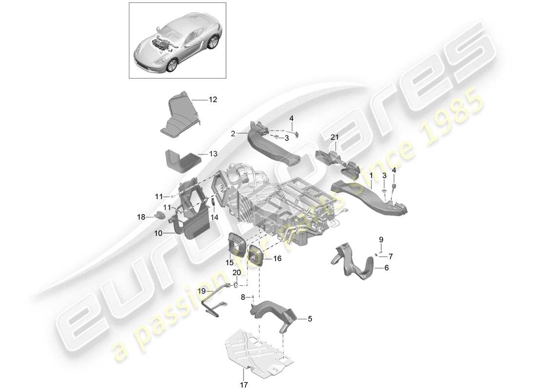 Porsche 718 Cayman (2018) ducto de aire Diagrama de piezas