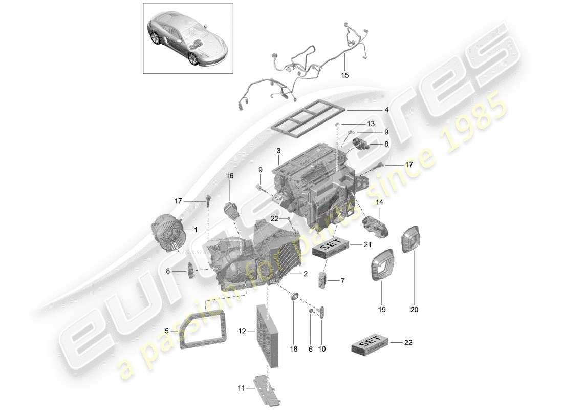 Porsche 718 Cayman (2018) aire acondicionado Diagrama de piezas