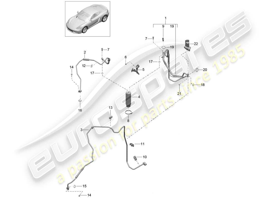 Porsche 718 Cayman (2018) CIRCUITO REFRIGERANTE Diagrama de piezas