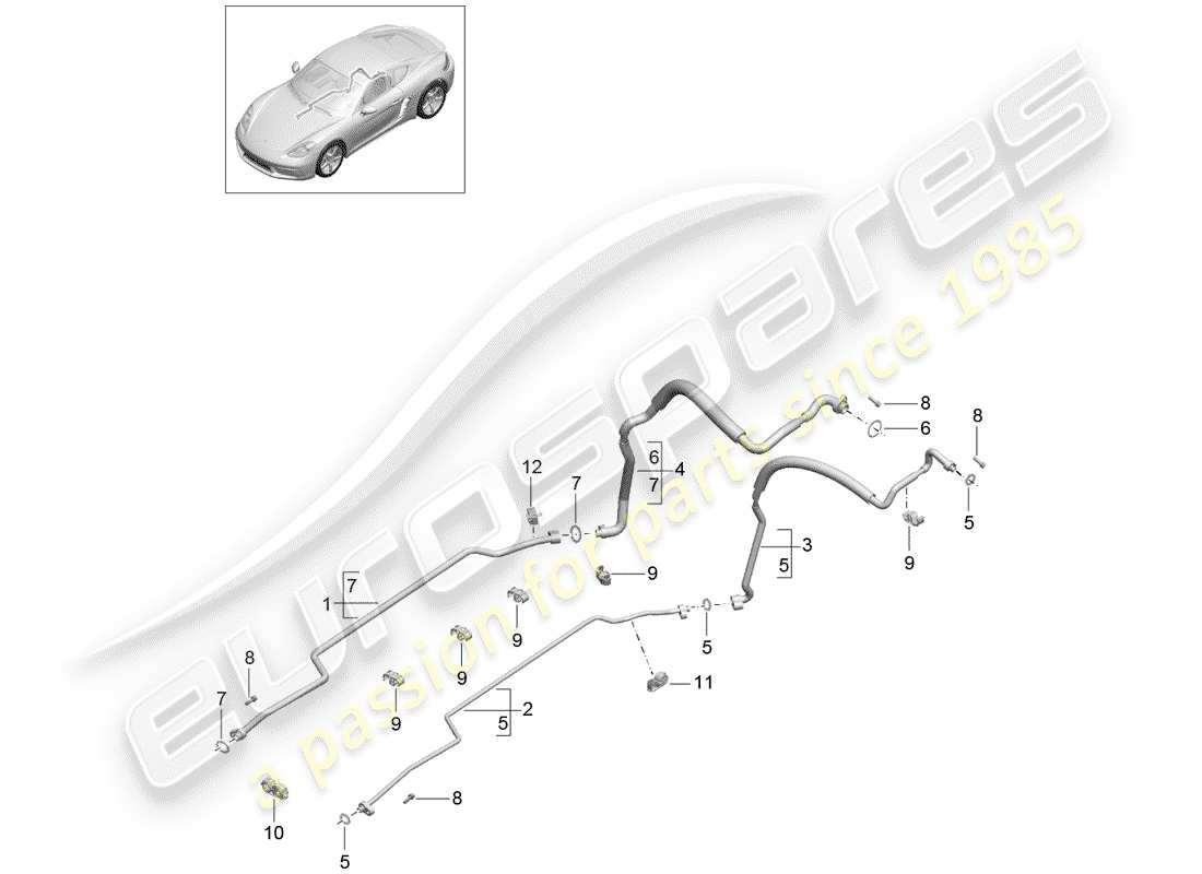 Porsche 718 Cayman (2018) CIRCUITO REFRIGERANTE Diagrama de piezas