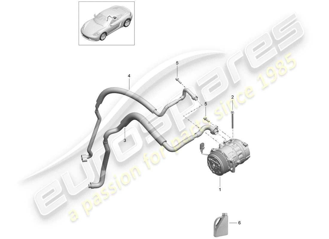 Porsche 718 Cayman (2018) compresor Diagrama de piezas