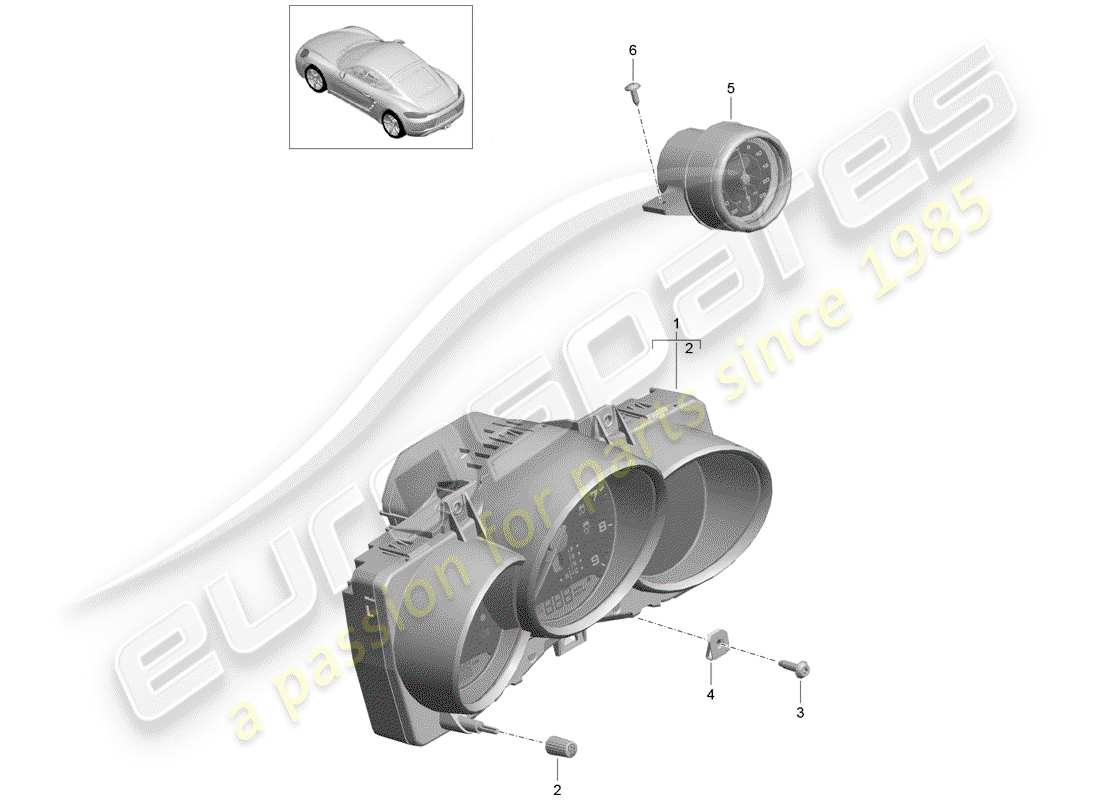 Porsche 718 Cayman (2018) Combinación de instrumentos Diagrama de piezas