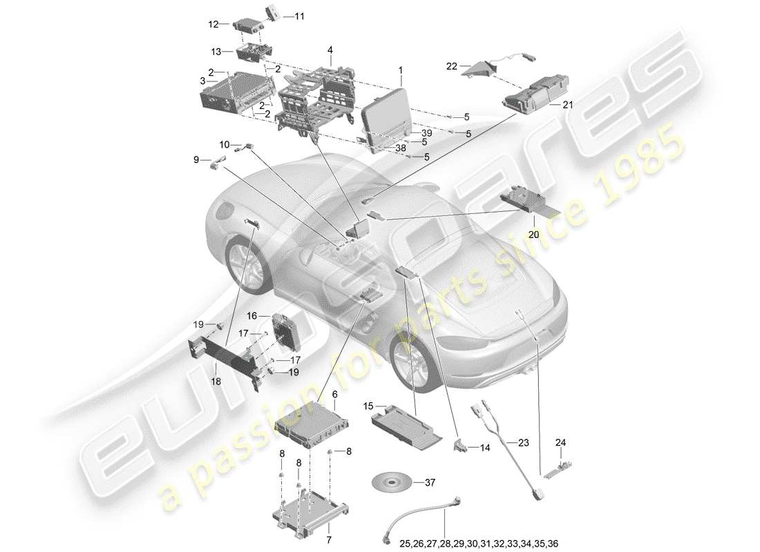 Porsche 718 Cayman (2018) unidad Operativa Diagrama de piezas