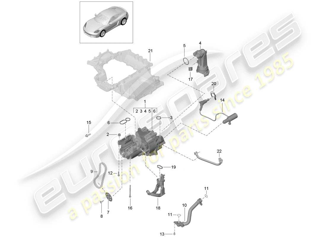 Porsche 718 Cayman (2019) Diagrama de piezas del MOTOR (PRENSA DE ACEITE/LUBRICACIÓN)