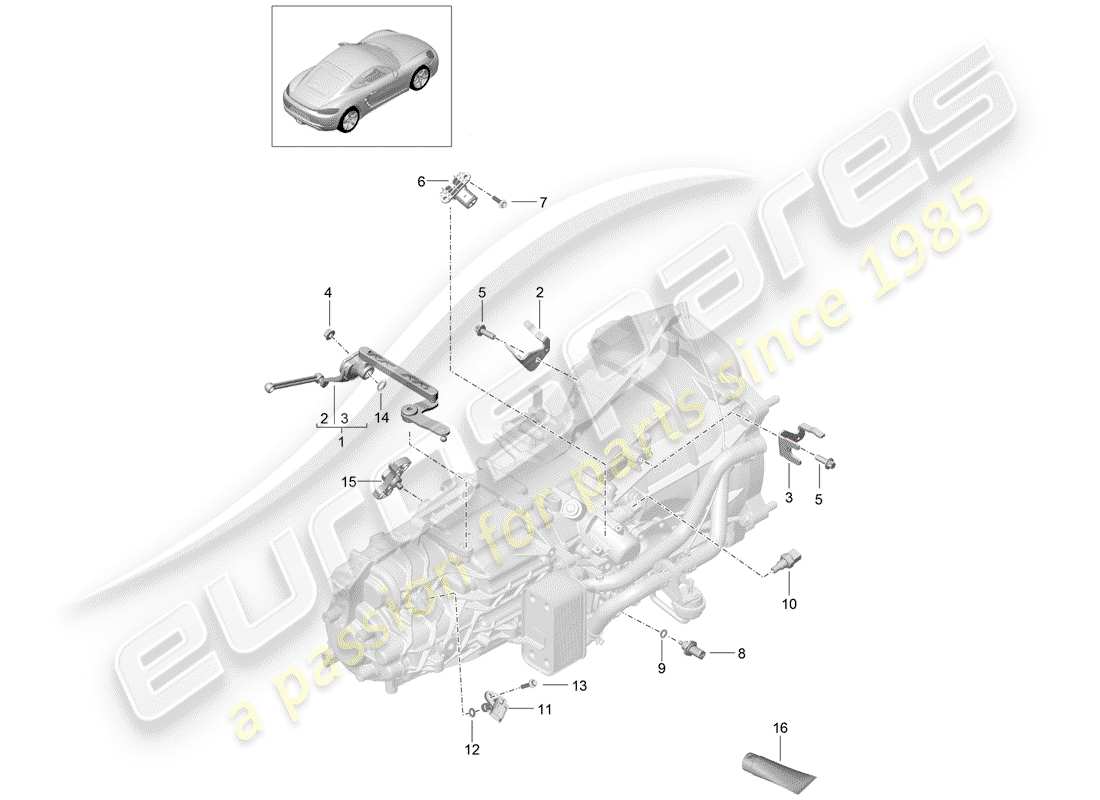 Porsche 718 Cayman (2019) Manual Gearbox Diagrama de piezas